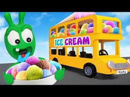 Pea Pea Pretend Play Ice Cream Drive-Thru Toy Store in a Bus! 🍦🚌 Cartoon for Kids