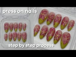 SPRING FLORAL NAILS 🌸 how to make press on nails step-by-step