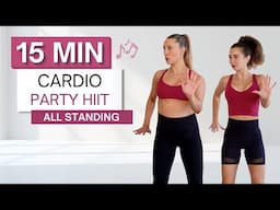 15 min CARDIO PARTY HIIT WORKOUT | No Squats | High Impact + Low Impact Options (Pregnancy Friendly)