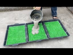 Amazing - Build a 4-sided cement pot from a silicone tray and artificial grass