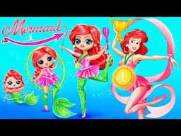 ¡Ariel La Sirenita Creciendo! ¡La Sirena se Convirtió en Gimnasta! Manualidades para LOL OMG