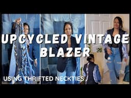 Upcycled DIY Blazer using Neck Ties as Sleeves | DIY Sustainable Fashion | Thrift Flip