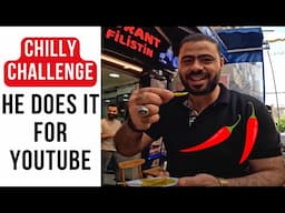 Jordanian restaurant owner eat chilly for Youtube