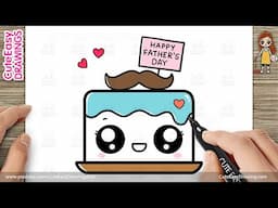 How to Draw a Cute Happy Father's Day Cake | Easy Cake Tutorial for Dad