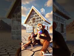 Monkey Built a Home from Ice… Then This Happened 🧊😢 #shorts #ai #youtubeshorts