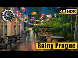 Prague Rainy Walking Tour 🇨🇿 4k HDR ASMR
