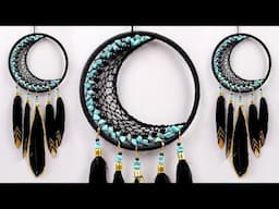 How to make Dream Catcher | Room Decor Ideas | DIY CRESCENT MOON Macrame Wall Hanging