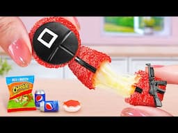 Squid Game 3 💖 How To Make Miniature Cheese Stick Shaped Pink Guards 💖 Tina Mini Cooking