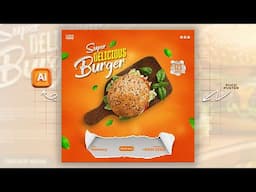 Illustrator CC Tutorial | Graphic Design | Simple and Creative Burger Poster Design 🍔🔥