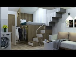 TINY APARTMENT 220sqft ( 20.5sqm MICRO APARTMENT TOUR ) | SPACE SAVING IDEAS | NEVER TOO SMALL