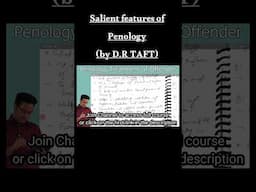 Salient features of Penology by D.R Taft #criminallaw #lawkagyan bballbgyan