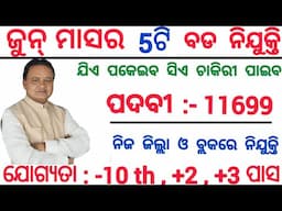 June Month Top Odisha Govt Jobs 2025 ! Apply For 11699 Post ! Odisha New Job Vacancy