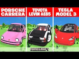 Minecraft BEST GTA 5 CARS STATUE BUILD CHALLENGE - NOOB vs PRO vs HACKER vs GOD