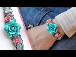 DIY Beaded Bracelet || Crystal and Flower Bracelet Tutorial