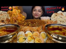 SPICY MUTTON FAT CURRY, SPICY CHICKEN TIKKA BIRYANI AND SPICY MUTTON KAJU KEEMA, BUTTER NAAN | ASMR