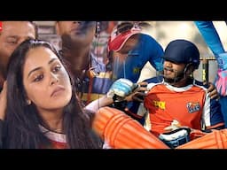 Genelia Looking Tensed When Riteish Deshmukh Injured While Playing Against Mumbai Heroes | #CCL