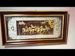 Tranh mã đáo thành công mạ vàng 24k 42x81cm