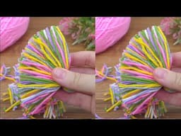 Wow!! I made a gorgeous, cute keychain crochet with colorful strings!! Let's watch #crochet