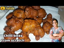 How to make chilli bites ( bhajia/bajiyas) from scratch using pea flour and fresh stuff #bajiya