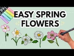 How to Draw 5 Easy Spring Flowers Step by Step!