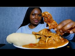 Asmr mukbang peanut butter soup with fufu ( leftover peanut soup tastes really good )