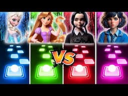 Elsa & Tangled Vs Wednesday & Enid Sinclair - Tiles Hop! Let It Go | Bloody Mary