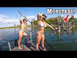 Fishing for RECORD BREAKING Fish with a SPEAR AND A BOW!!! (They’re HUGE!!)