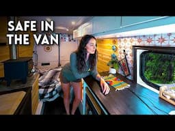 HEAVY Rain & Wind Solo Camping in My Van