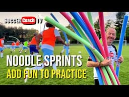 MAKE SOCCER FUN! Try this Noodle Sprint game in your practice.