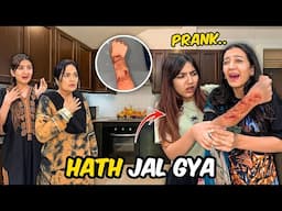 Dangerous burn Prank with my family 😱 Mera Hath Jal Gya 😭| Mama Naraz Hogyein 😭| Sistrology