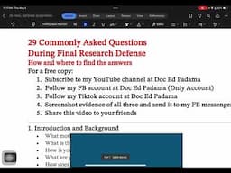 FREE copy 29 COMMONLY ASKED QUESTIONS DURING THE RESEARCH DEFENSE