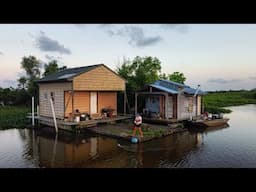Cajun Houseboat- Riding to the Gulf, Cast Netting Shrimp, & Catching Catfish!
