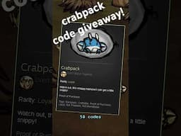 Giving away my 50 Crabpack codes!!! Don't Starve Together Resurrected Skin