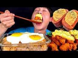 ASMR 에그마요 듬뿍 올린 치킨가라아게 스팸과 짭조름한 반숙계란밥 먹방~!! Egg Mayo With Fried Chicken Sapm Egg Rice MuKBang~!!