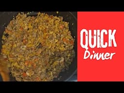Italian Dirty Rice. QUICK skillet dinner. Italian sausage, peppers, herbs, portobello mushrooms .