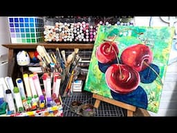 Adapting Tutorials for Different Media // Cherries in Oil Sticks Over Collage