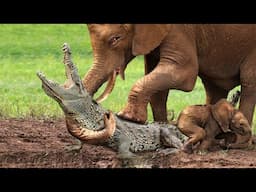 This Elephant Madly Tramples The Crocodile Approaching Her Baby To Dead