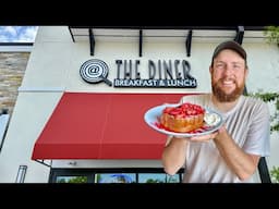 Huge Stuffed Strawberry Cream French Toast at The Diner