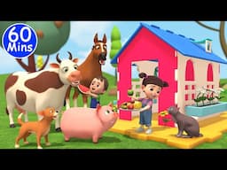 Learn Colors, Numbers, Shapes, ABCs & Fruit Names with Fun Farm Animals - Children Nursery Rhymes