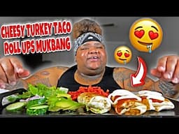 CHEESY TURKEY TACO ROLL UPS MUKBANG | MEET AND GREET? 🥳🎉