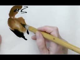 Birds on Branch demonstrated by Virginia Lloyd-Davies in Sumi-e Chinese Brush Painting Technique