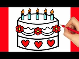 HOW TO DRAW A BIRTHDAY CAKE