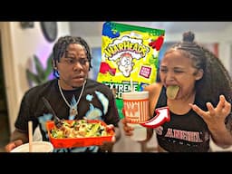EXTREME Sour War Heads In My GF Drink Prank!