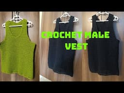 I'm done with the male crochet vest in black