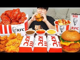 ASMR MUKBANG KFC 양념 치킨먹방! 치즈 햄버거 치즈스틱 후라이드치킨 & 레시피 CRISPY FRIED CHICKEN CHEESE BURGER EATING SOUND!