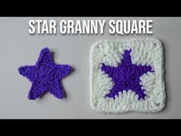 Crochet Star Granny Square Tutorial | Crochet Star Appliqué