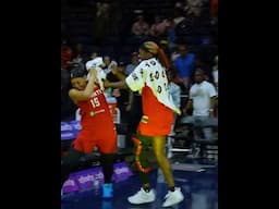 😂 Rhyne Howard DUMPS WATER on Allisha Gray after CAREER-HIGH 32pts | WNBA basketball #shorts #short