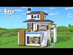Minecraft: How to Build a Modern House Tutorial (Easy) #65 - Interior in Description!