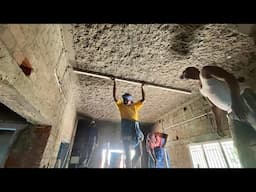 WoW Excellent! ceiling Plastering Construction Technology-Using by sand and cement mixer mortar