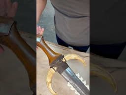Custom sword made from Boar tusk, sword fish bill, tiger shark teeth and pearl inlay! #shorts #short
